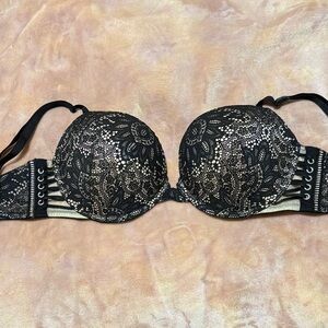 Victoria's Secret Black Lace Bra with Nude Lining